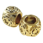Zinc Alloy European Beads, Drum, real gold plated, high quality plating and never fade & without troll, nickel, lead & cadmium free Approx 5mm 