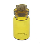 Contenedor de granos de cristal, Vidrio, con tapón de madera, amarillo, 12x21mm, 6mm, 1500PCs/Bolsa, Vendido por Bolsa