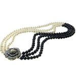 Natural Freshwater Pearl Necklace, shell box clasp, Round  & two tone, 6--7mm .5 Inch 