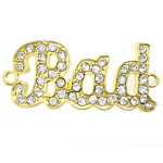 Rhinestone Zinc Alloy Connector, Letter, plated, Customized & with rhinestone & 1/1 loop Approx 2mm 