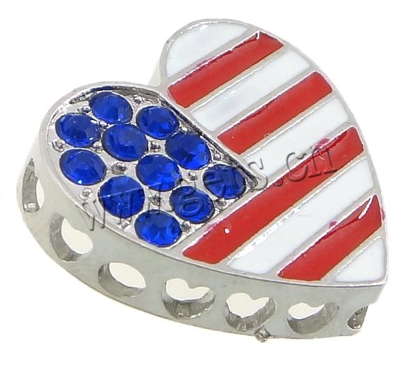 Rhinestone Zinc Alloy Connector, Heart, plated, enamel & with rhinestone & 1/1 loop, more colors for choice, cadmium free, 24.5x23.5mm, Hole:Approx 3mm, Sold By PC