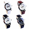 Bracelets de montre pour femmes, cuir, avec cadran en alliage de zinc, Rond, Placage de couleur platine, plus de couleurs à choisir, 38mm, 13mm Environ 8.8 pouce, Vendu par brin