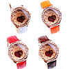 Women Wrist Watch, Leather, with zinc alloy dial, Round, rose gold color plated 40mm, 20mm Approx 9 Inch 