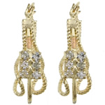 Rhinestone Brass Drop Earring, gold color plated, with rhinestone 