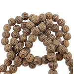Gefärbtes Holz Perlen, rund, Kaffeefarbe, 8mm, Bohrung:ca. 2mm, Länge:31 ZollInch, 93PCs/Strang, verkauft von Strang