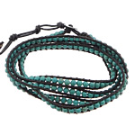 Wrap Bracelets, Cowhide, with turquoise, brass clasp, platinum color plated , 4mm, 7mm Approx 34-37 Inch 