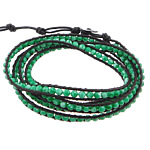 Wrap Bracelets, Cowhide, with Jade, brass clasp, platinum color plated , 4mm, 7mm Approx 34-37 Inch 