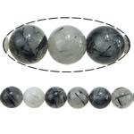 Rutilquarz Perlen, Rutilated Quarz, rund, natürlich, Weitere Größen für Wahl, Grade A, Bohrung:ca. 1mm, Länge:16 ZollInch, verkauft von kg