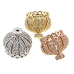 Cubic Zirconia Micro Pave Brass Beads, Crown, plated, micro pave cubic zirconia Approx 1mm 