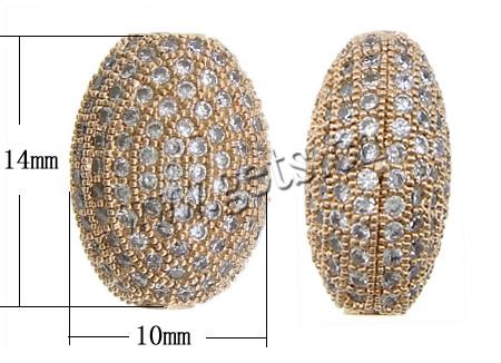 Cubic Zirconia Micro Pave Brass Beads, Flat Oval, plated, micro pave cubic zirconia, more colors for choice, 10x14x7mm, Hole:Approx 2mm, Sold By PC