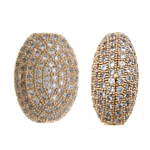 Cubic Zirconia Micro Pave Brass Beads, Flat Oval, plated, micro pave cubic zirconia Approx 2mm 