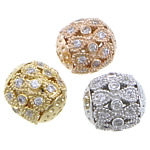 Cubic Zirconia Micro Pave Brass Beads, Oval, plated, micro pave cubic zirconia & hollow Approx 1.5mm 