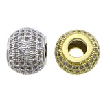 Cubic Zirconia Micro Pave Brass Beads, Drum, plated, micro pave cubic zirconia Approx 3mm 