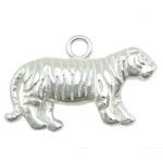 Sterling Silver Animal Pendants, 925 Sterling Silver, Tiger, plated 