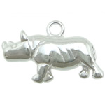 Sterling Silver Animal Pendants, 925 Sterling Silver, Rhinoceros, plated 