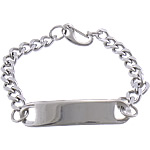 Stainless Steel ID Plate Bracelet, curb chain, original color Approx 7 Inch 