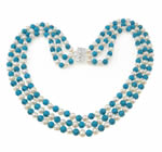 Turquoise Freshwater Pearl Necklace, with Synthetic Turquoise, brass box clasp , 6-7mm,6mm Inch 