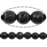 Natural Black Agate Beads, Round, faceted, 8mm Approx 0.8-1mm Inch 