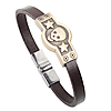 Men Bracelet, Cowhide, with Zinc Alloy, plated, with skull pattern & with star pattern, deep coffee color Approx 7.8 Inch 