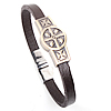 Men Bracelet, Cowhide, with Zinc Alloy, plated, with skull pattern, deep coffee color Approx 7.8 Inch 
