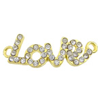 Rhinestone Zinc Alloy Connector, Letter, word love, plated, Customized & with rhinestone & 1/1 loop Approx 2.5mm 