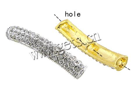 Rhinestone Zinc Alloy Connector, Tube, plated, Customized & with rhinestone & 1/1 loop, more colors for choice, 8x43x6mm, Hole:Approx 3mm, Sold By PC