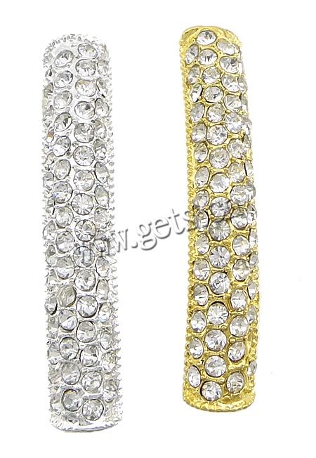 Rhinestone Zinc Alloy Connector, Tube, plated, Customized & with rhinestone & 1/1 loop, more colors for choice, 8x43x6mm, Hole:Approx 3mm, Sold By PC