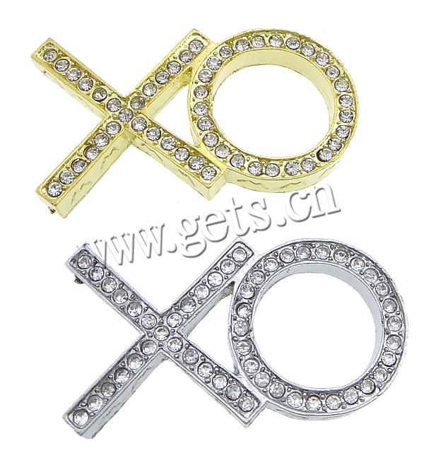 Rhinestone Zinc Alloy Connector, plated, Customized & with rhinestone & 1/1 loop, more colors for choice, 39x21x5mm, Hole:Approx 2mm, Sold By PC