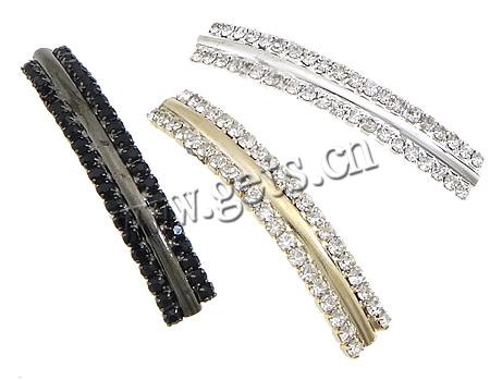 Brass Tube Beads, plated, with rhinestone, more colors for choice, 8x49x3mm, Hole:Approx 2mm, Sold By PC