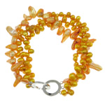 Perlen Armbänder, Natürliche kultivierte Süßwasserperlen, Messing Ring-Ring Verschluss, 3-Strang, 6-7mm,8-10mm, Länge:7.5 ZollInch, verkauft von Strang