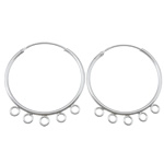 Sterling Silver Hoop Earring Component, 925 Sterling Silver, Donut, plated, with loop 0.7mm Approx 1.5mm 