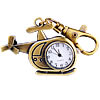 Llavero reloj, aleación de zinc, Avión, chapado en color bronce antiguo, libre de cadmio, 46x28mm, Vendido por UD