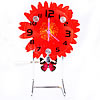 Relojoes Sobremesa para Decoración, Plástico, con aleación de zinc, Flor, chapado en color de platina, Rojo, 190mm, Vendido por UD