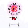 Декоративные настольные часы, PC пластик, с цинковый сплав, Форма цветка, Платиновое покрытие платиновым цвет, розовый, 190mm, продается PC