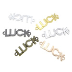 Letter Zinc Alloy Connector, word luck, plated, 1/1 loop cadmium free Approx 2.2mm 