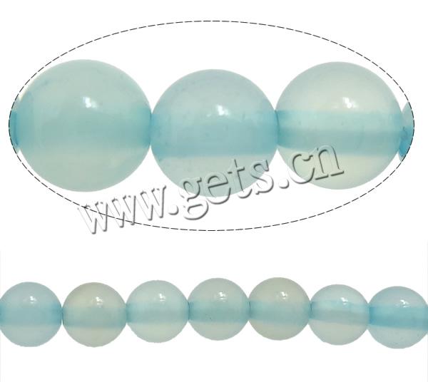 Perle Agate bleue naturelle, Rond, multiple tailles pour le choix, grade AAA, Trou:Environ 1mm, Longueur:Environ 15 pouce, Vendu par brin