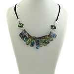 Abalone Shell Necklace, with PU Leather & Brass, with 2Inch extender chain, platinum color plated, 16x16- 1mm Approx 18 Inch 