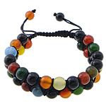 agate mixte bracelet de Woven Ball, avec corde en nylon, 8mm, 8mm Environ 6-10 pouce, Vendu par brin[