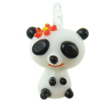 Tier Murano Anhänger, Lampwork, Panda, keine, 17-18mm, 24-25mm, Bohrung:ca. 2mm, verkauft von PC