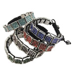 Zinc Alloy Woven Ball Bracelets, with Nylon Cord & Hematite, with rhinestone cadmium free 8mm Approx 6 Inch 