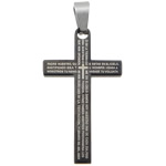 Stainless Steel Cross Pendants, 304 Stainless Steel, plated, with letter pattern, black Approx 