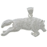 Sterling Silber Tier Anhänger, 925 Sterling Silber, Wolf, plattiert, keine, 42x22.8x5.2mm, Bohrung:ca. 4.5x6.5mm, verkauft von PC