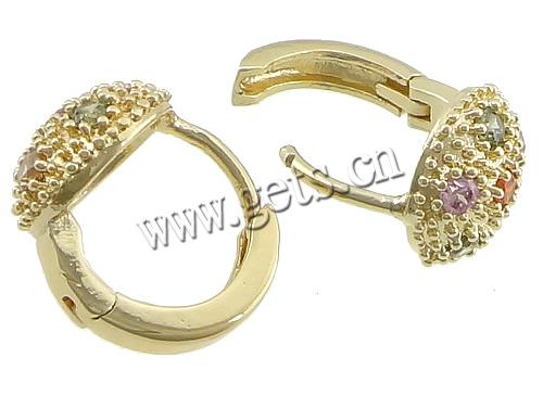 Brass Huggie Hoop Earring, plated, with cubic zirconia, more colors for choice, 12x14x17mm, Sold By Pair