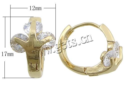 Brass Huggie Hoop Earring, plated, with cubic zirconia & faceted, more colors for choice, 12x17x20mm, Sold By Pair