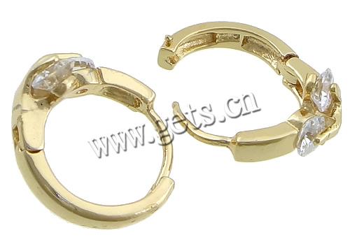 Brass Huggie Hoop Earring, plated, with cubic zirconia & faceted, more colors for choice, 12x17x20mm, Sold By Pair