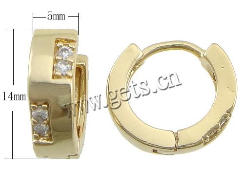 Cubic Zircon Brass Earring, Donut, plated, with cubic zirconia, more colors for choice, 5x14x17mm, Sold By Pair