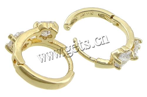 Brass Huggie Hoop Earring, plated, with cubic zirconia, more colors for choice, 8x15x17mm, Sold By Pair