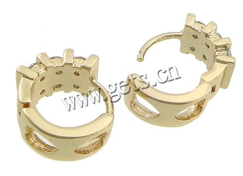 Brass Huggie Hoop Earring, plated, with cubic zirconia, more colors for choice, 8x14x16mm, Sold By Pair
