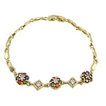 Cubic Zirconia Brass Bracelets, gold color plated, with cubic zirconia, cadmium free Approx 8 Inch 