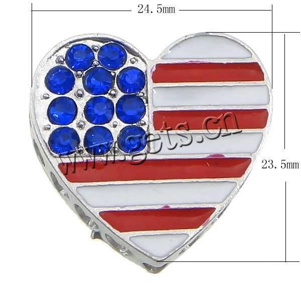 Rhinestone Zinc Alloy Connector, Heart, plated, enamel & with rhinestone & 1/1 loop, more colors for choice, cadmium free, 24.5x23.5mm, Hole:Approx 3mm, Sold By PC